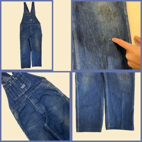 70s/80s Big Smith denim overalls, vintage cotton medium wash denim blue overalls - Picture 2 of 8